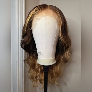 Chocolate Brown and Blonde Ombre Human Hair Lace Wig